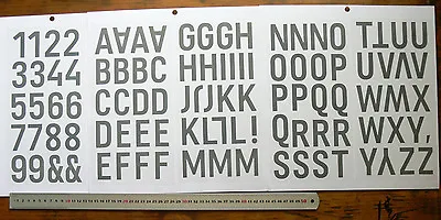 STENCIL - Alphabet & Numbers MASK - 102 Items - 44mm High & Mostly 25mm Wide L1R • $9.95