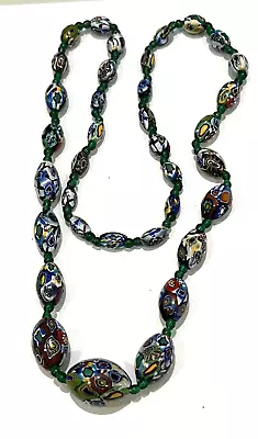 Vintage Venetian Murano Millefiori Glass Bead Necklace • $59.99