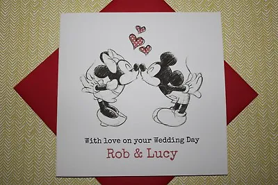 £3.69 • Buy Handmade Personalised Classic Mickey & Minnie Wedding Card