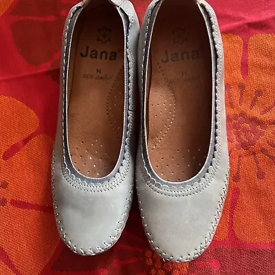 Jana Leather Shoes Size 5H Anti Shock Greyish Blue Wedge • £14