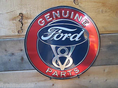 $49.99 • Buy FORD V8 GENUINE PARTS Embossed Metal Display Auto Shop DELUXE STANDARD HOT ROD