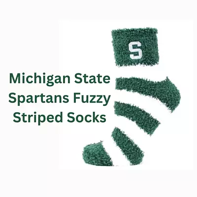 MSU / Michigan State Spartans Fuzzy Striped Socks • $16