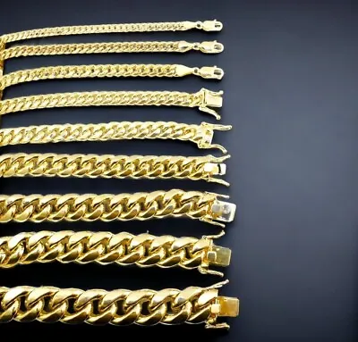 14K Yellow Gold 3mm-12mm Miami Cuban Link Chain Necklace All Sizes Real • $2572.80