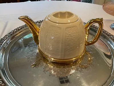 Retro Vintage 50’s Beverley England Embossed Teapotgold Handle & Spout • $70