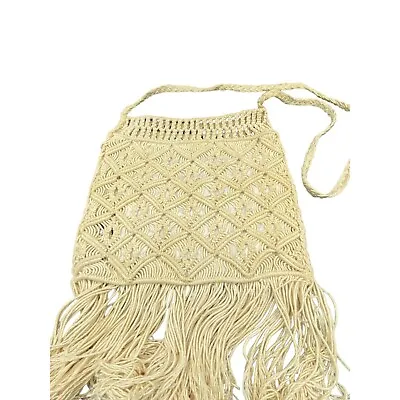 Vintage Macrame Fringe Crossbody / Shoulder Bag Purse • $29.98