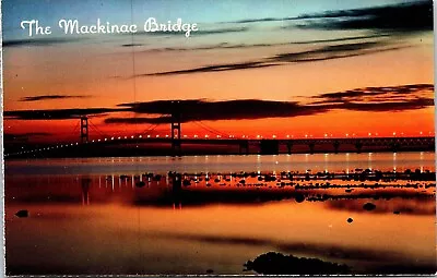 Mackinac Bridge State Michigan Peninsulas Straits Mackinac Plastichrome Postcard • $2.75