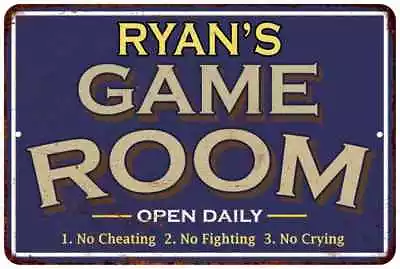 $71.95 • Buy RYAN'S Blue Game Room Personalized Sign Metal Wall Decor Gift 112180002401