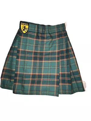 Sport Kilt  Small  Kilt Mini Skirt Green Blue Plaid Adjustable Made USA Preppy • $28