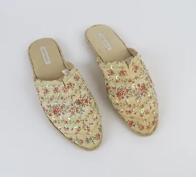 NWOT Laura Ashley Espadrilles Slides Mules Shoes Floral Sequin Summer 9 • $25