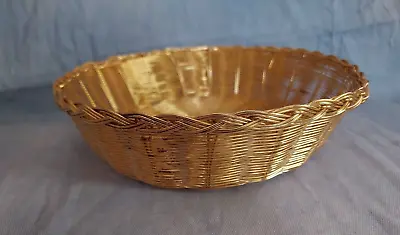 Vintage Gold Toned  Wire Weave Basket For Fruit Rolls Woven Serving Food • $9.95