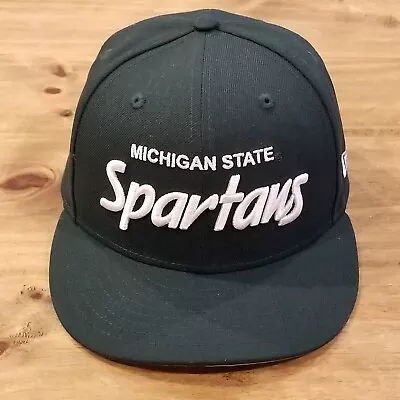 Michigan State Spartans Hat Cap New Era Size 7 3/8 Fitted 59Fifty Green Script • $40.45