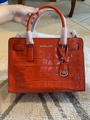 Michael Kors Dillon Embossed-Leather Satchel In Mandarin (Orange) - MSRP $348.00 • $179