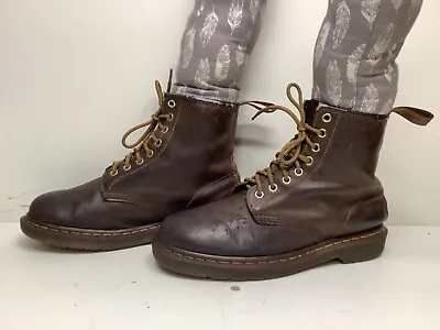 Vtg Unisex Dr. Martens Work Brown Boots Size 8 M 9 L • $49.99