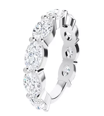 2.50 Ct Colorless Moissanite Oval Semi Eternity Wedding Band Ring • $2799