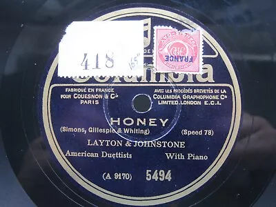 Layton & Johnstone 78 Rpm Honey / A Precious Little Thing Called Love French Col • £12