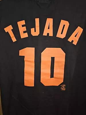 Vintage Baltimore Orioles Miguel Tejada Large Mens Black Double-sided Logo Tee • $19.99