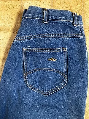Vintage 70s  Women’s Chic Denim Blue  Jeans Size 20 34W 26.5  Inseam Orange Logo • $19