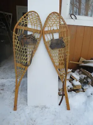 Vintage Wooden Snowshoes Size   42 `` Long By  12` Wide  Nice  Mfg Faber  (3718 • $59.99