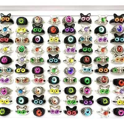 Wholesale 30pcs Mix Cute Animal Eye Gothic Vintage Rings Party Gift Jewelry Lots • $15.19