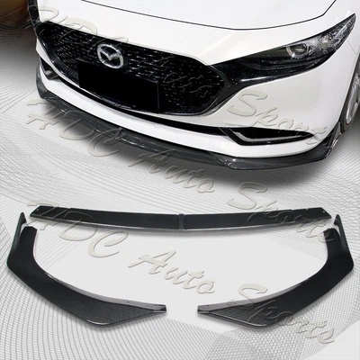 $46.99 • Buy For 2019-2023 Mazda 3 Mazda3 Carbon Look Front Bumper Body Kit Spoiler Lip 3PCS