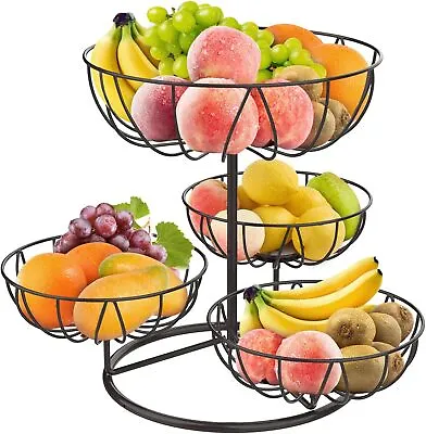 Mutool 4-Tier Fruit Basket Kitchen Countertop Fruit Bowl Metal Fruit Racks De • £22.35