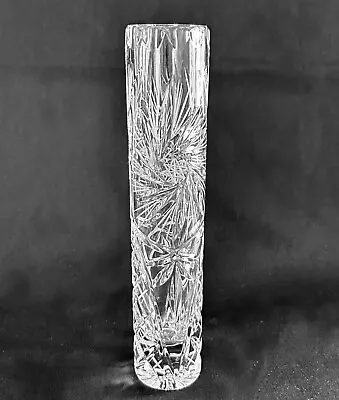 Vintage Clear Cut Crystal Bud Vase - 8 - Czechoslovakia - Pinwheel Star • $19.99