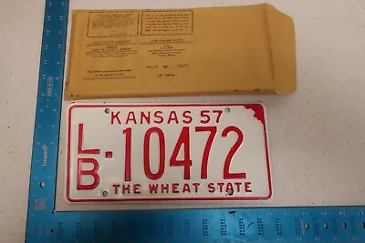 1957 57 Kansas Ks License Plate Nice Tag Labette County Mint W/envelope Lb-10472 • $14