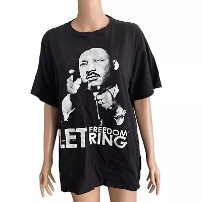 Dr Martin Luther King Tshirt Mens XL Black Let Freedom Ring Graphic Stretch • $18