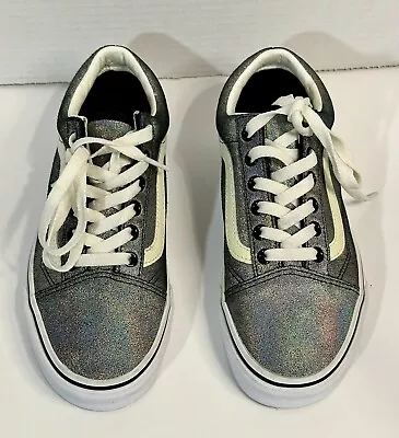 Vans Women’s Iridescent Silver Metallic Old Skool Shoes Size 7 • $39