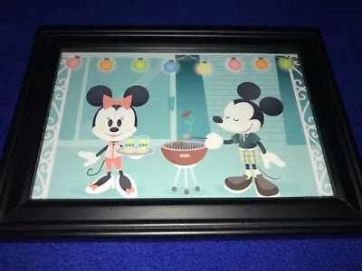 Framed Wonderground Disney Print Mickey Mouse Minnie Mouse BBQ Print 4x6 • $10