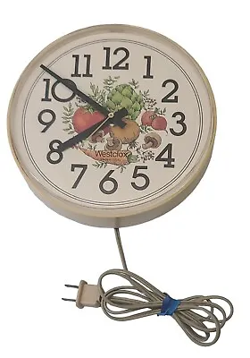 Vintage Westclox Electric Wall Clock Vegi-Thyme USA Model 26393 Works Mushrooms  • $16.99