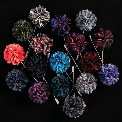 2pcs Men's Lapel Flower Rose Color Handmade Boutonniere Stick Cloth Brooch Pin • $4.18