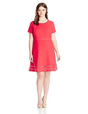 Lark & Ro Womens Modern Stretch Fit And Flare Dress Asst Sizes Color Red • $11.99