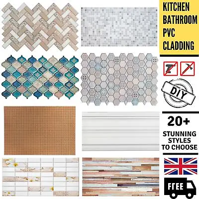 Kitchen Bathroom PVC Wall Cladding Panels Splashback Backsplash Splash Back Tile • £29.95