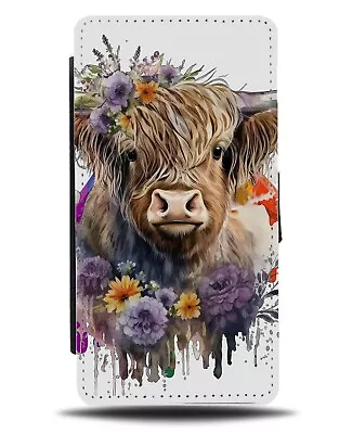 Highland Cow Flip Wallet Case Cows Furry Head Cattle Bull Bull Scottish AT27 • £19.99