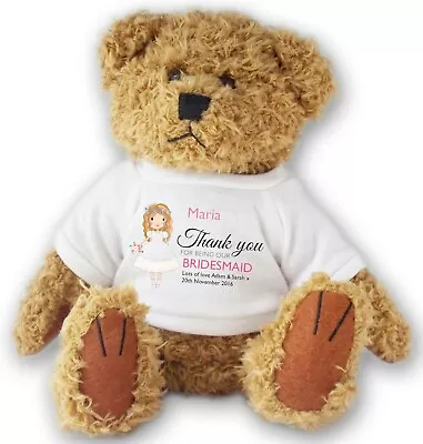 £12.95 • Buy Personalised BRIDESMAID Wedding Teddy Bear Thank You Gift - Allted14