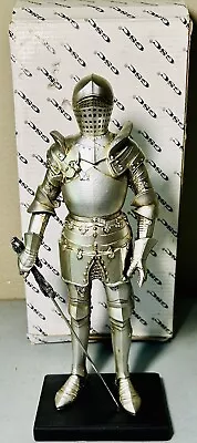 GSC 11” Medieval Knight In Armor W Long Sword Statue Model Figure Silver Metal • $56.69