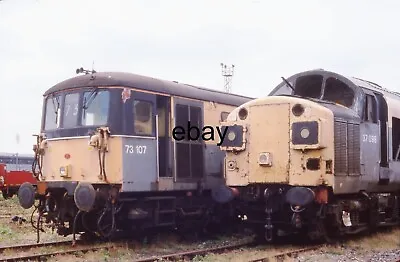 35mm Slide - BR Electro Diesel Locos Class 73. 73107 & 37098 @ Old Oak Common • £2.99