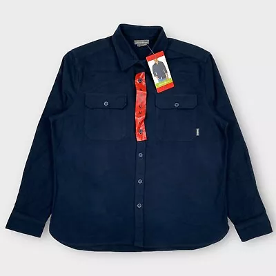 Eddie Bauer Chamois Shirt Mens Medium Double Brushed Dark Navy Long Sleeve • $19.99