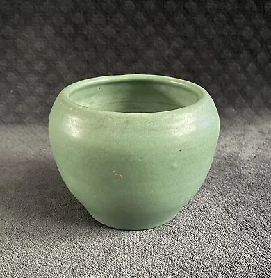 Vintage Zanesville Pottery Arts And Crafts Matte Green Stoneware Vase • $35