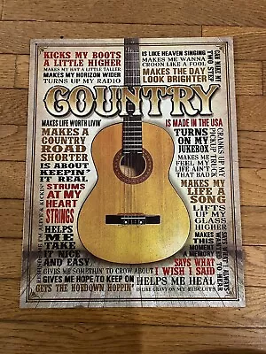 Country Music Made In America Acoustic Guitar Metal Tin Sign 16 X 12.5 New • $12