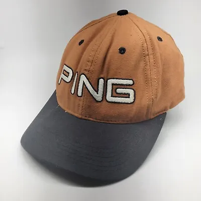 Vintage Ping Golf Hat Cap Mens Brown Leather Strap Signature By Karsten USA Made • $22.05