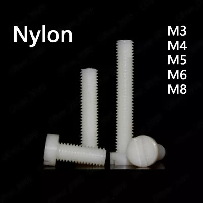 White Nylon Slotted Cheese Head Screws M3 M4 M5 M6 M8 • $73.56