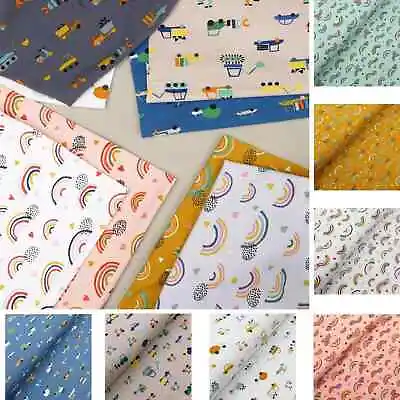 Traffic & Rainbow Children Kids 100% Cotton Jersey Organic GOTS Fabric Material • £9.99