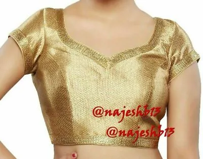 Readymade Sari BlouseVelvet Readymade Stitched Sari BlouseCholi Golden Blouse • £15.70