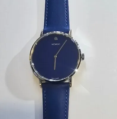 Movado Signiture Watch With 40mm Blue Face & Blue Leather Band  • $325