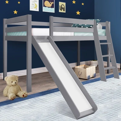 £189.45 • Buy Kids Bunk Beds 3FT Wooden Bed Frame Mid Sleeper With Slide And Ladder Cabin Bed