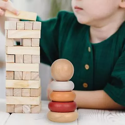 Wooden Stacking Rings Toy Early Educational Counting Game Stacker For Ages 6+ • £11.96