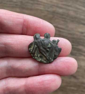 Medieval. 15th  Century. Brass Pilgrim’s Badge With Design Of Mary And Jesus. • £190