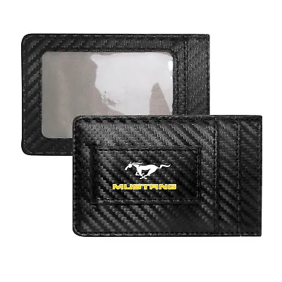 Ford Mustang In Yellow Carbon Fiber RFID Card Holder Wallet With Money Clip • $20.99